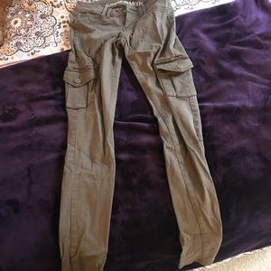 Skinny jeans w/ cargo pockets- dusty green